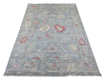Oushak Oushak hand-knotted wool rug in Gray & Light Gray, 5' x 6'9" — SKU O022650