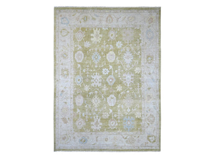 Green 10'1" x 13'7" Oushak And Peshawar Hand knotted Wool Rug - Sku: O022651