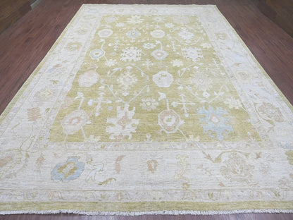 Green 10'1" x 13'7" Oushak And Peshawar Hand knotted Wool Rug - Sku: O022651