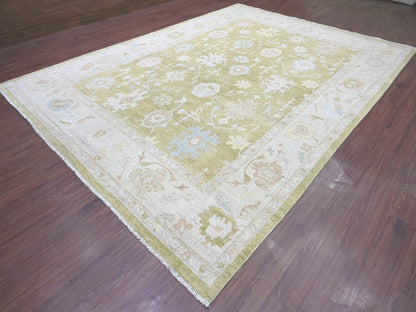 Green 10'1" x 13'7" Oushak And Peshawar Hand knotted Wool Rug - Sku: O022651