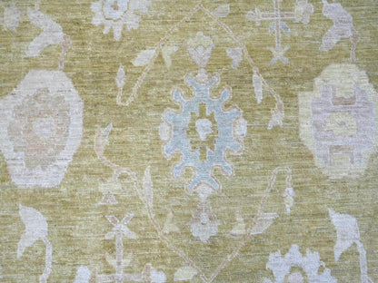 Green 10'1" x 13'7" Oushak And Peshawar Hand knotted Wool Rug - Sku: O022651