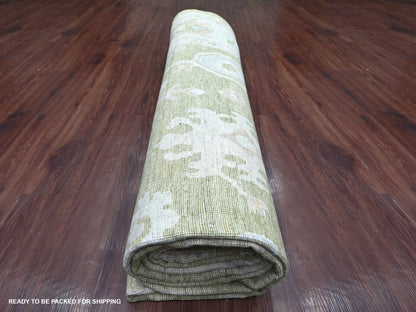 Green 10'1" x 13'7" Oushak And Peshawar Hand knotted Wool Rug - Sku: O022651