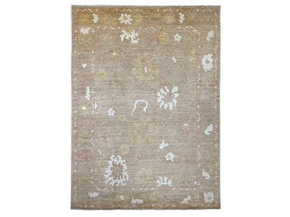 Brown 9'11" x 13'8" Oushak And Peshawar Hand knotted Wool Rug - Sku: O022656