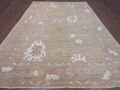 Brown 9'11" x 13'8" Oushak And Peshawar Hand knotted Wool Rug - Sku: O022656