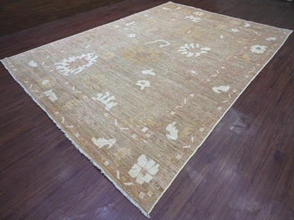 Brown 9'11" x 13'8" Oushak And Peshawar Hand knotted Wool Rug - Sku: O022656