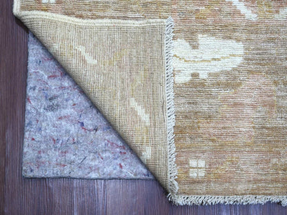 Brown 9'11" x 13'8" Oushak And Peshawar Hand knotted Wool Rug - Sku: O022656