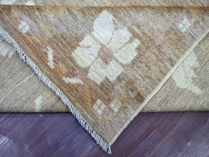 Brown 9'11" x 13'8" Oushak And Peshawar Hand knotted Wool Rug - Sku: O022656