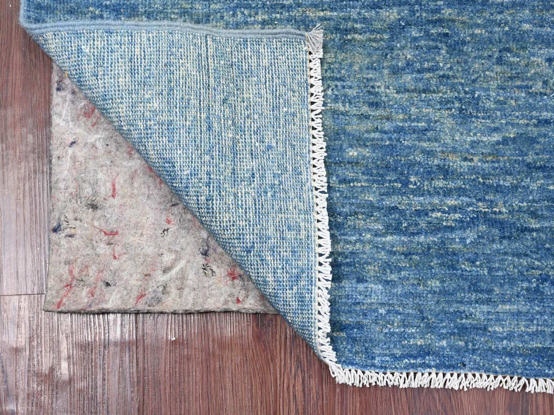 Blue 2'6" x 5'10" Modern and Contemporary Hand knotted Wool Rug - Sku: O022659