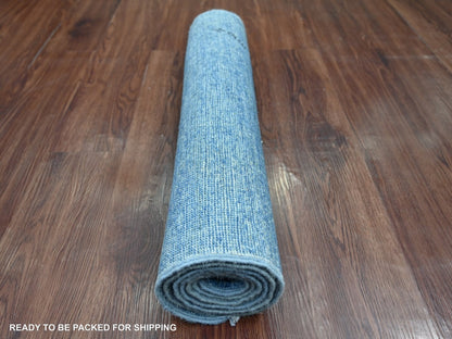 Blue 2'6" x 5'10" Modern and Contemporary Hand knotted Wool Rug - Sku: O022659