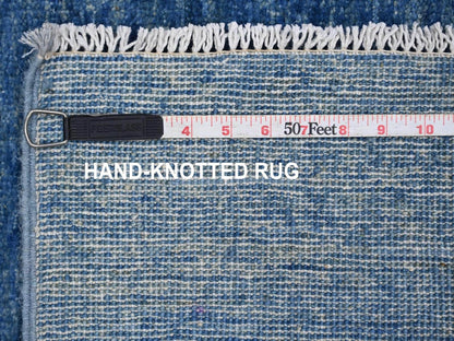 Blue 2'6" x 5'10" Modern and Contemporary Hand knotted Wool Rug - Sku: O022659