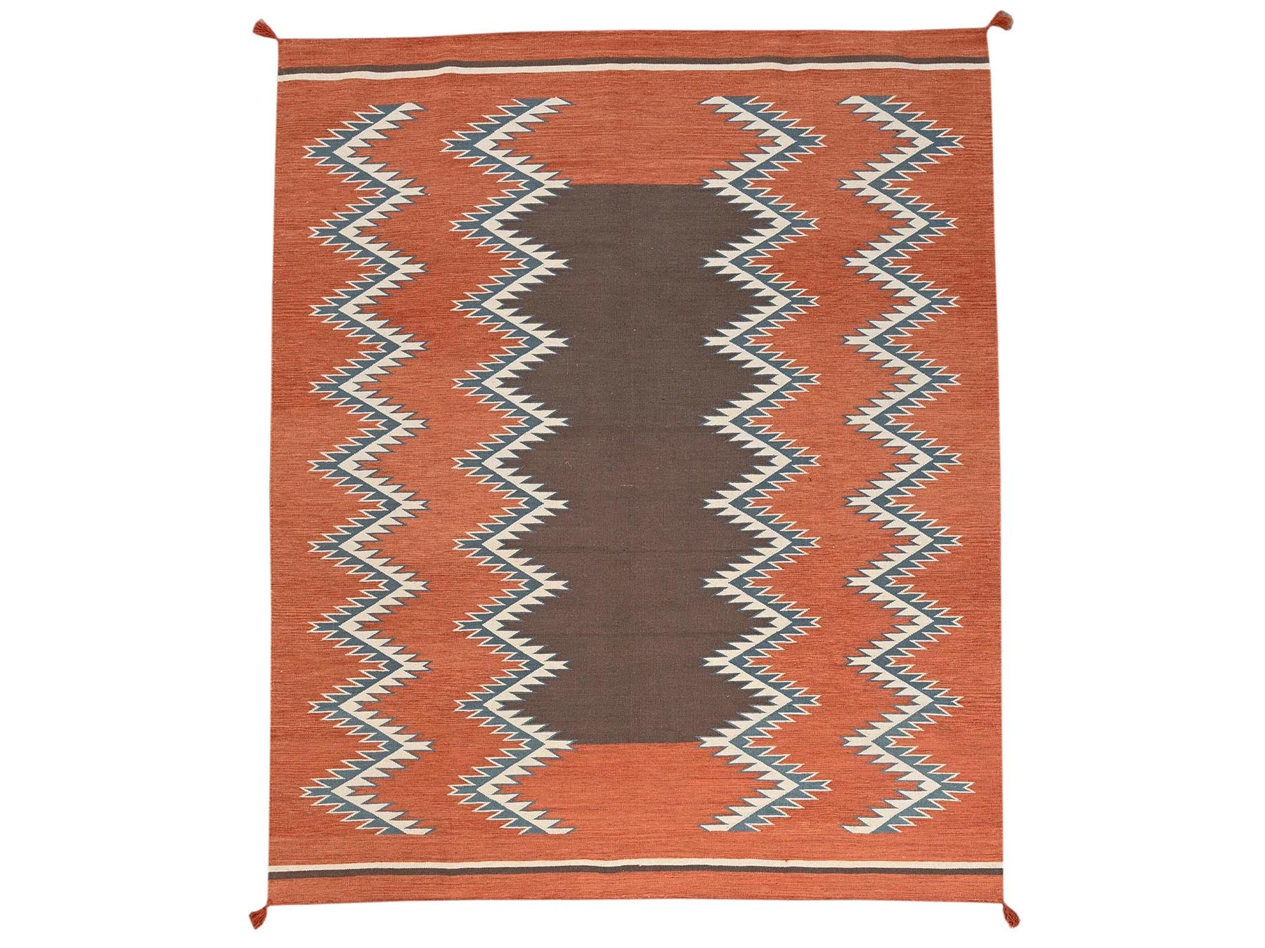 Flat-Weave hand-knotted wool rug in Orange, 8'2" x 9'9" — SKU O02265