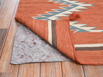 Orange 8'2" x 9'9" Flat Weave Hand woven Wool Rug - Sku: O02265