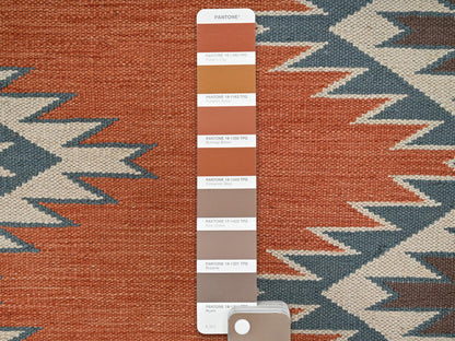 Flat-Weave hand-knotted wool rug in Orange, 8'2" x 9'9" — SKU O02265 (view 5)