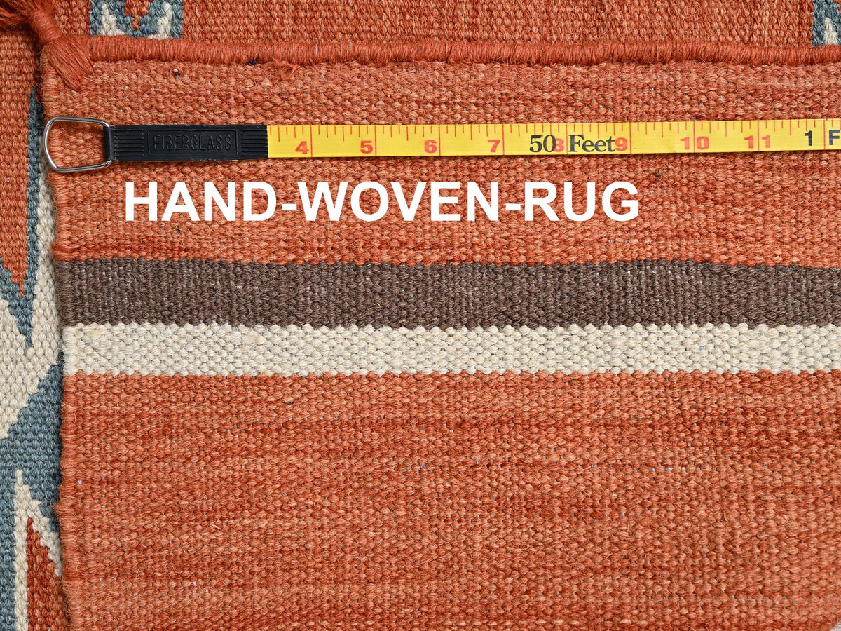 Flat-Weave hand-knotted wool rug in Orange, 8'2" x 9'9" — SKU O02265 (view 7)