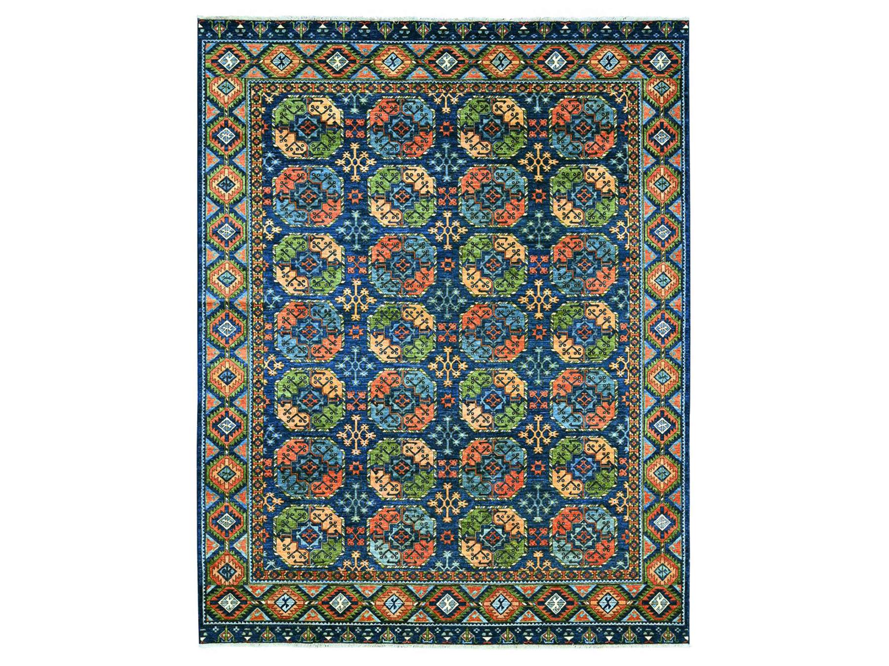 Blue 8'0" x 10'1" Tribal & Geometric Hand knotted Wool Rug - Sku: O022661
