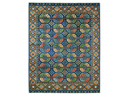 Blue 8'0" x 10'1" Tribal & Geometric Hand knotted Wool Rug - Sku: O022661