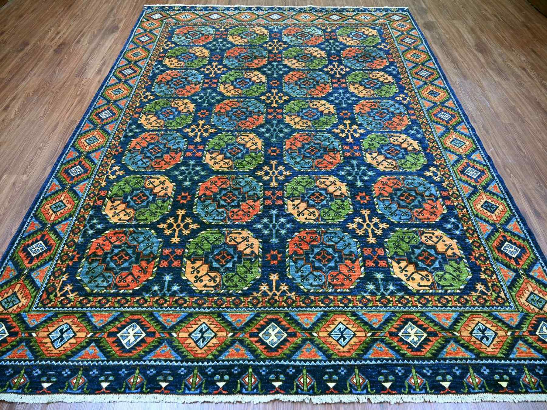 Blue 8'0" x 10'1" Tribal & Geometric Hand knotted Wool Rug - Sku: O022661