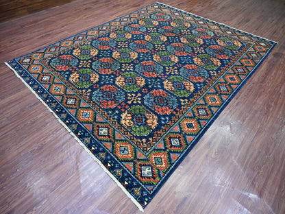Blue 8'0" x 10'1" Tribal & Geometric Hand knotted Wool Rug - Sku: O022661
