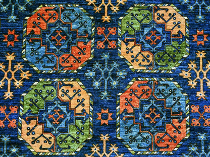 Blue 8'0" x 10'1" Tribal & Geometric Hand knotted Wool Rug - Sku: O022661