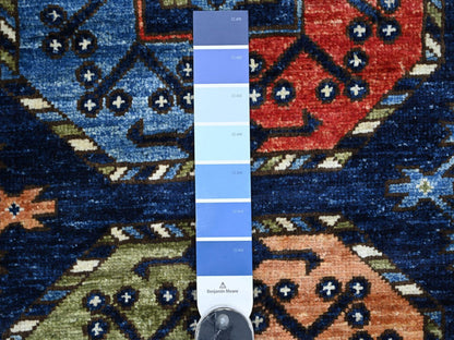 Blue 2'8" x 8'2" Tribal & Geometric Hand knotted Wool Rug - Sku: O022664