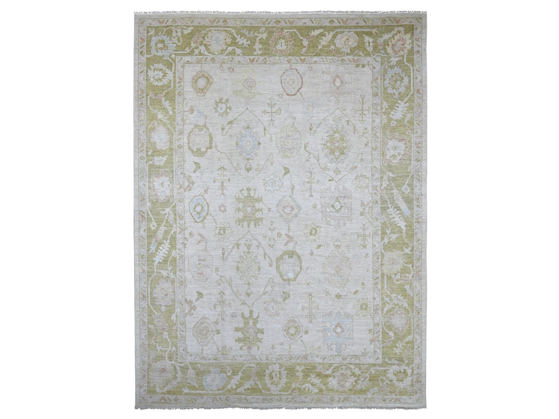 Oushak Oushak hand-knotted wool rug in Gray & Green, 9'1" x 12'1" — SKU O022666
