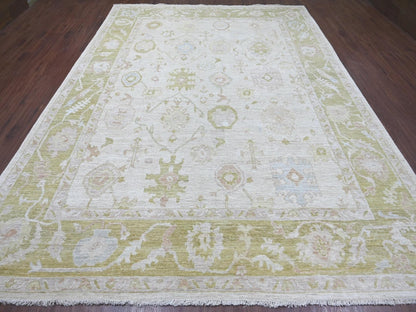 Grey 9'1" x 12'1" Oushak And Peshawar Hand knotted Wool Rug - Sku: O022666