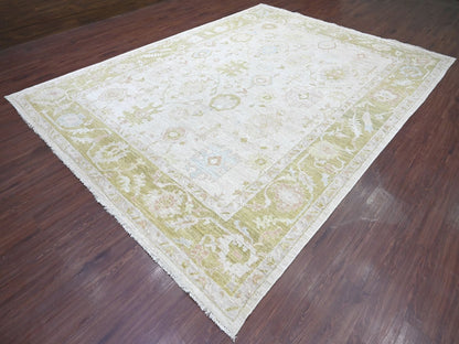 Grey 9'1" x 12'1" Oushak And Peshawar Hand knotted Wool Rug - Sku: O022666