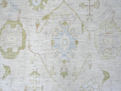 Grey 9'1" x 12'1" Oushak And Peshawar Hand knotted Wool Rug - Sku: O022666