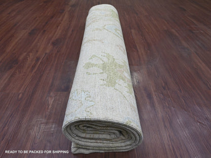 Grey 9'1" x 12'1" Oushak And Peshawar Hand knotted Wool Rug - Sku: O022666