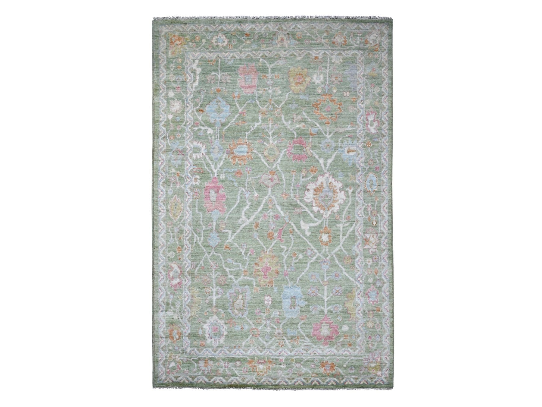 Green 5'9" x 8'11" Oushak And Peshawar Hand knotted Wool Rug - Sku: O022667
