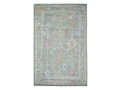 Green 5'9" x 8'11" Oushak And Peshawar Hand knotted Wool Rug - Sku: O022667