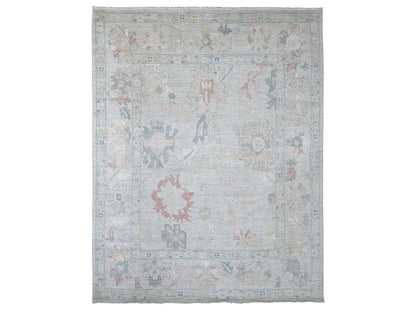 Blue 8'10" x 11'5" Oushak And Peshawar Hand knotted Wool Rug - Sku: O022669