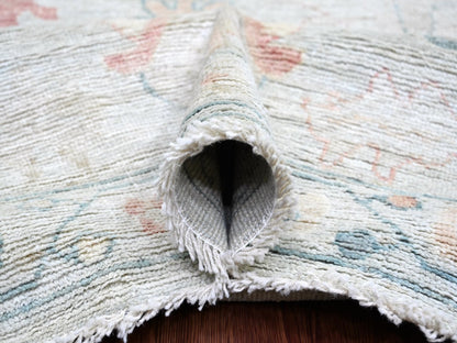 Blue 8'10" x 11'5" Oushak And Peshawar Hand knotted Wool Rug - Sku: O022669