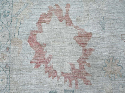 Blue 8'10" x 11'5" Oushak And Peshawar Hand knotted Wool Rug - Sku: O022669