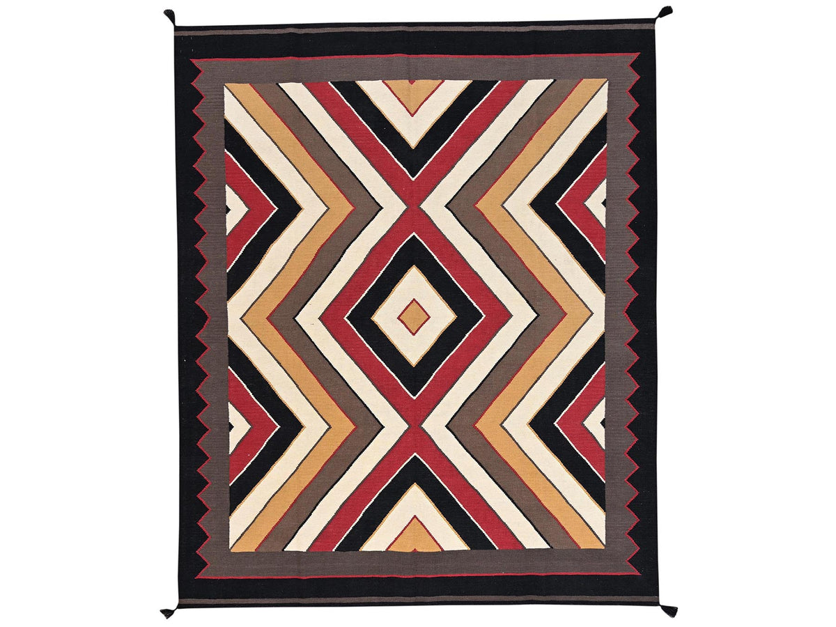 Flat-Weave hand-knotted wool rug in Multicolored & Black, 8'3" x 10'1" — SKU O02266