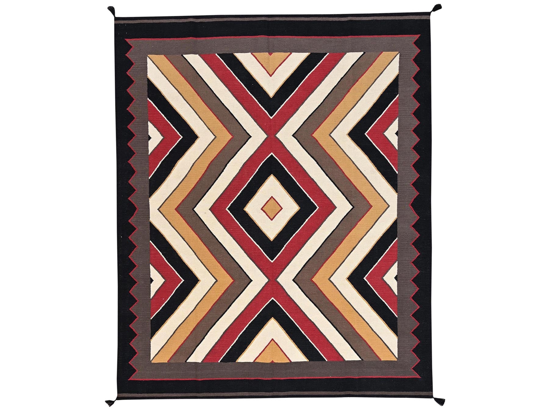 Flat-Weave hand-knotted wool rug in Multicolored & Black, 8'3" x 10'1" — SKU O02266