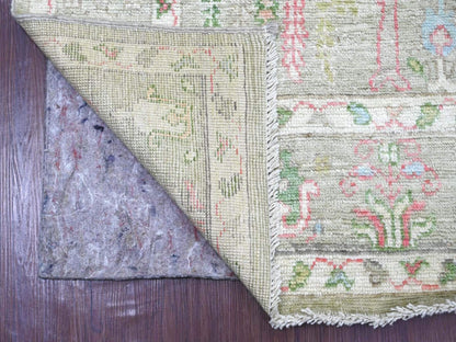Green 5'0" x 7'1" Oushak And Peshawar Hand knotted Wool Rug - Sku: O022670