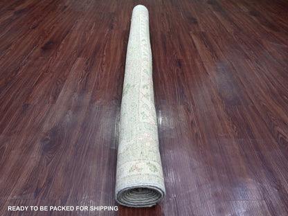 Green 5'0" x 7'1" Oushak And Peshawar Hand knotted Wool Rug - Sku: O022670