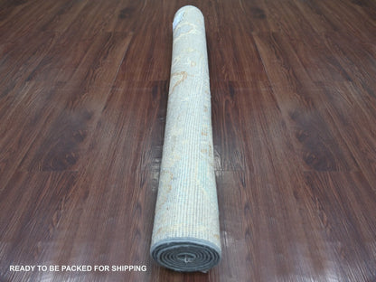 Grey 3'10" x 5'11" Oushak And Peshawar Hand knotted Wool Rug - Sku: O022671