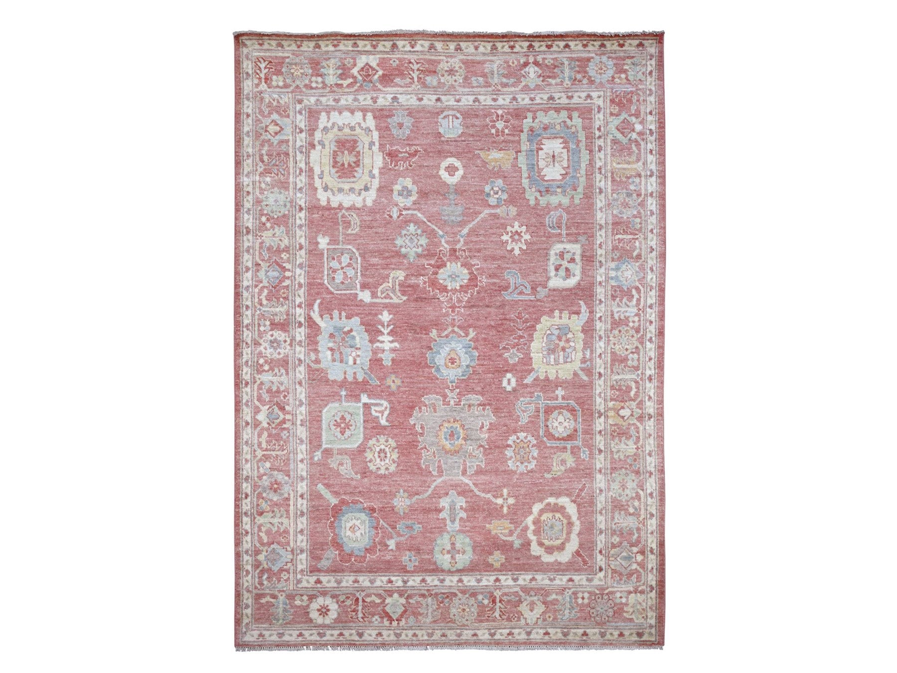 Oushak Oushak hand-knotted wool rug in Pink, 6' x 8'7" — SKU O022672