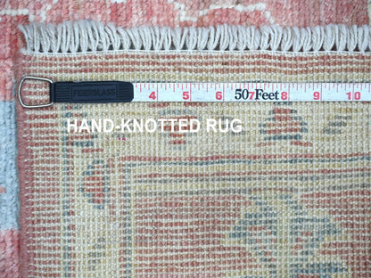 Pink 6'0" x 8'7" Oushak And Peshawar Hand knotted Wool Rug - Sku: O022672
