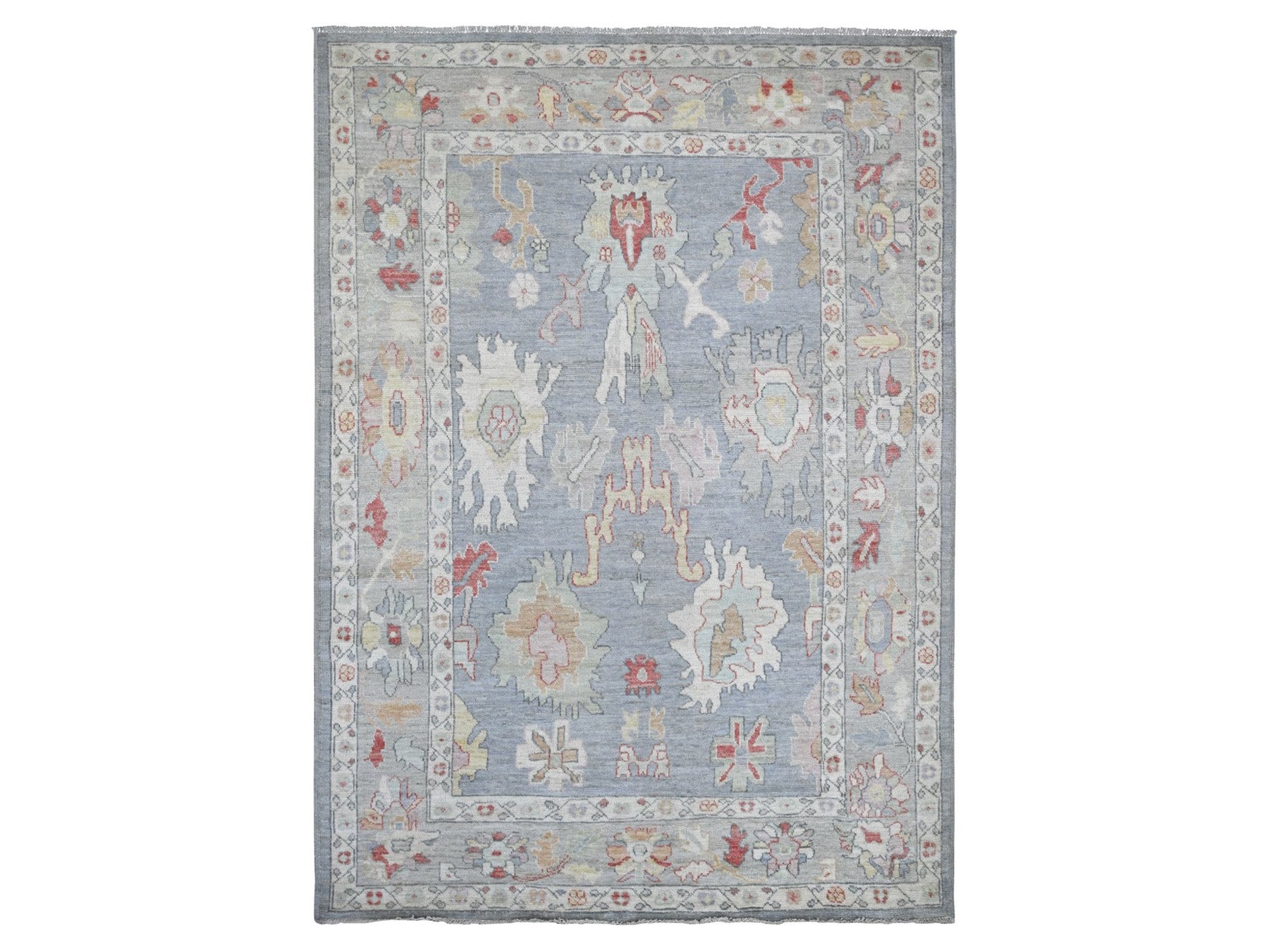 Grey 6'5" x 8'11" Oushak And Peshawar Hand knotted Wool Rug - Sku: O022673
