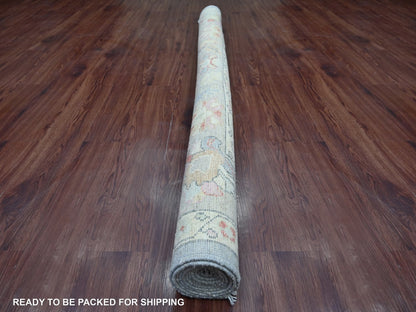 Grey 6'5" x 8'11" Oushak And Peshawar Hand knotted Wool Rug - Sku: O022673