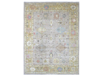 Peshawar Oushak hand-knotted wool rug in Gray & Gold, 9'3" x 12'2" — SKU O022675