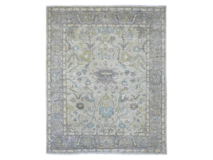 Green 8'0" x 9'8" Oushak And Peshawar Hand knotted Wool Rug - Sku: O022677