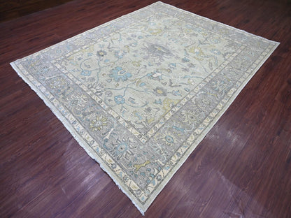 Green 8'0" x 9'8" Oushak And Peshawar Hand knotted Wool Rug - Sku: O022677