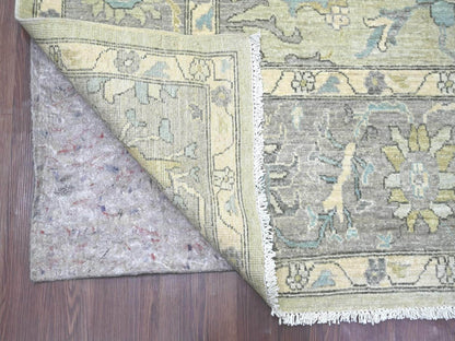 Green 8'0" x 9'8" Oushak And Peshawar Hand knotted Wool Rug - Sku: O022677