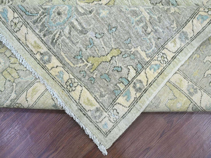 Green 8'0" x 9'8" Oushak And Peshawar Hand knotted Wool Rug - Sku: O022677