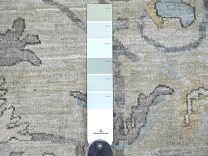 Green 8'0" x 9'8" Oushak And Peshawar Hand knotted Wool Rug - Sku: O022677