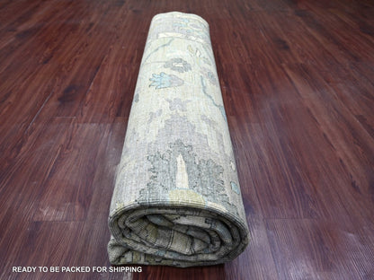 Oushak Oushak hand-knotted wool rug in Green & Gray, 8' x 9'8" — SKU O022677 (view 9)